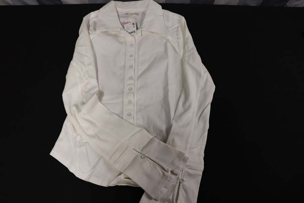 We The Free Alisa Mixed Media Button Up Top White Size M
